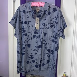 NWT! Como Vintage Tractor Supply Floral Button up Tee in XL